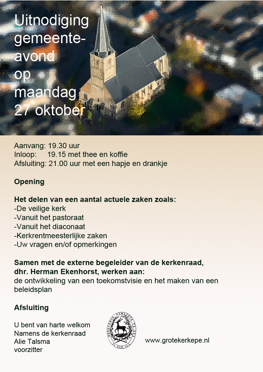 Uitnodiging gemeenteavond 27 oktober 27 oktober DEF